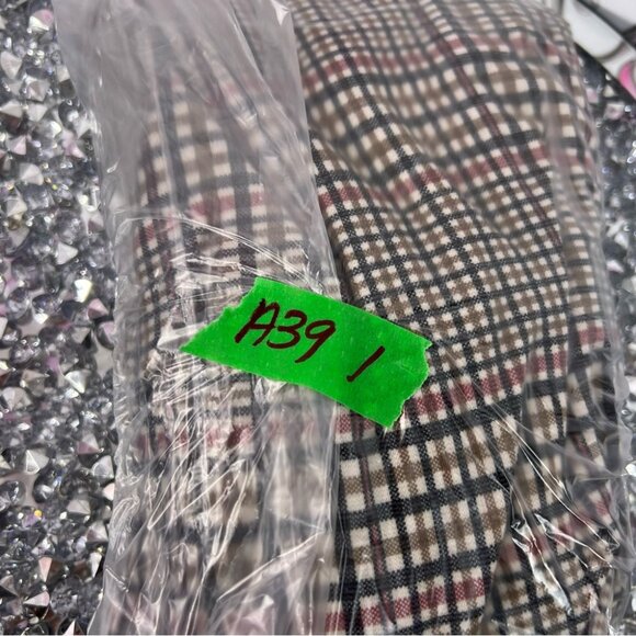 A.C.W. Pants cuffed bottom stripes picnic style Plaid Trousers - Picture 9 of 9